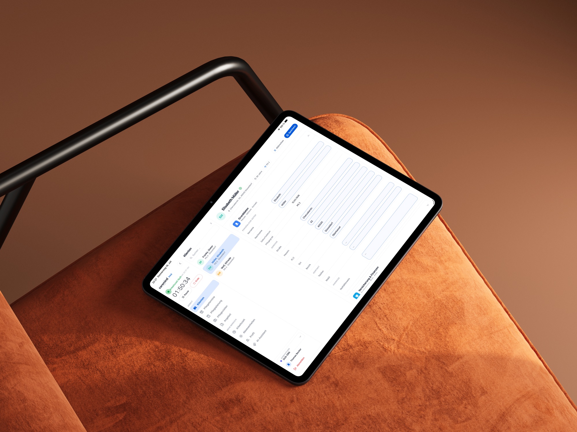 CM Pad im Pflegealltag auf einem iPad